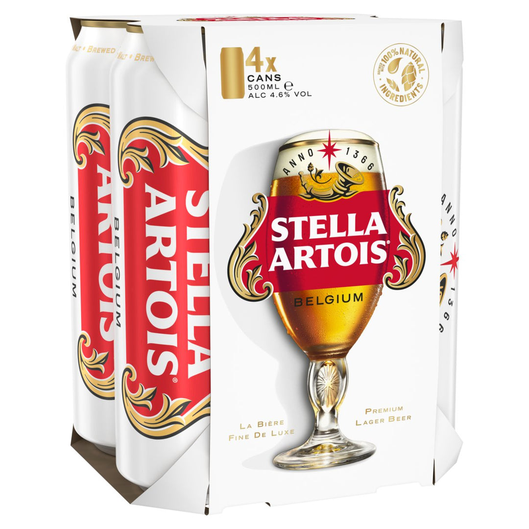 STELLA ARTOIS CANS 4PK 500ML