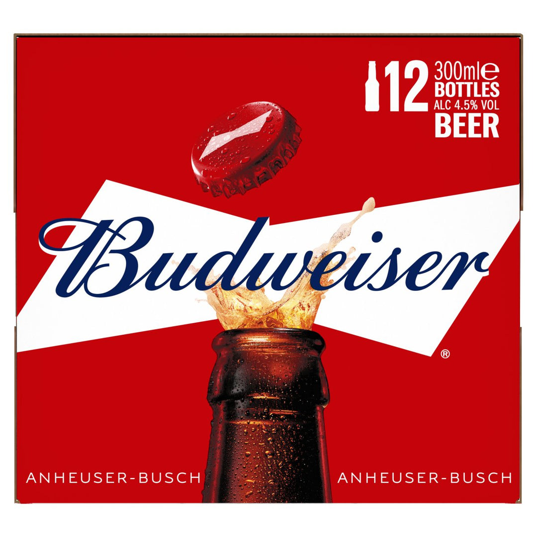BUDWEISER 12PK BTLS (12X300ML) 4.5%
