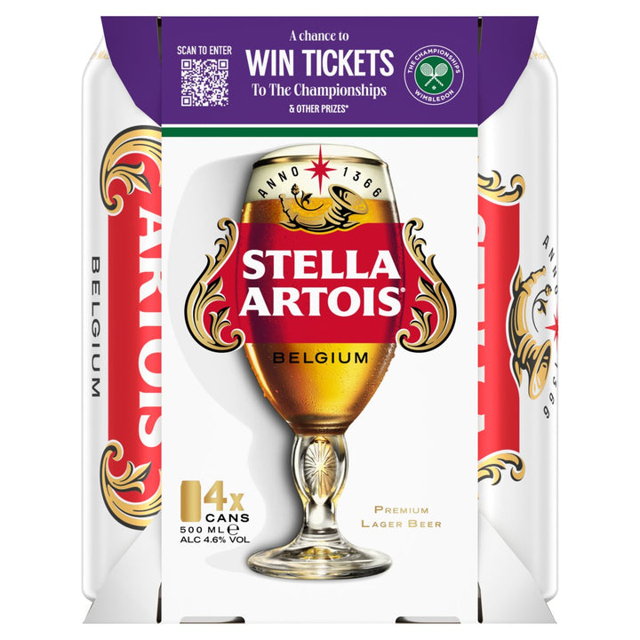 STELLA ARTOIS CANS 4PK 500ML