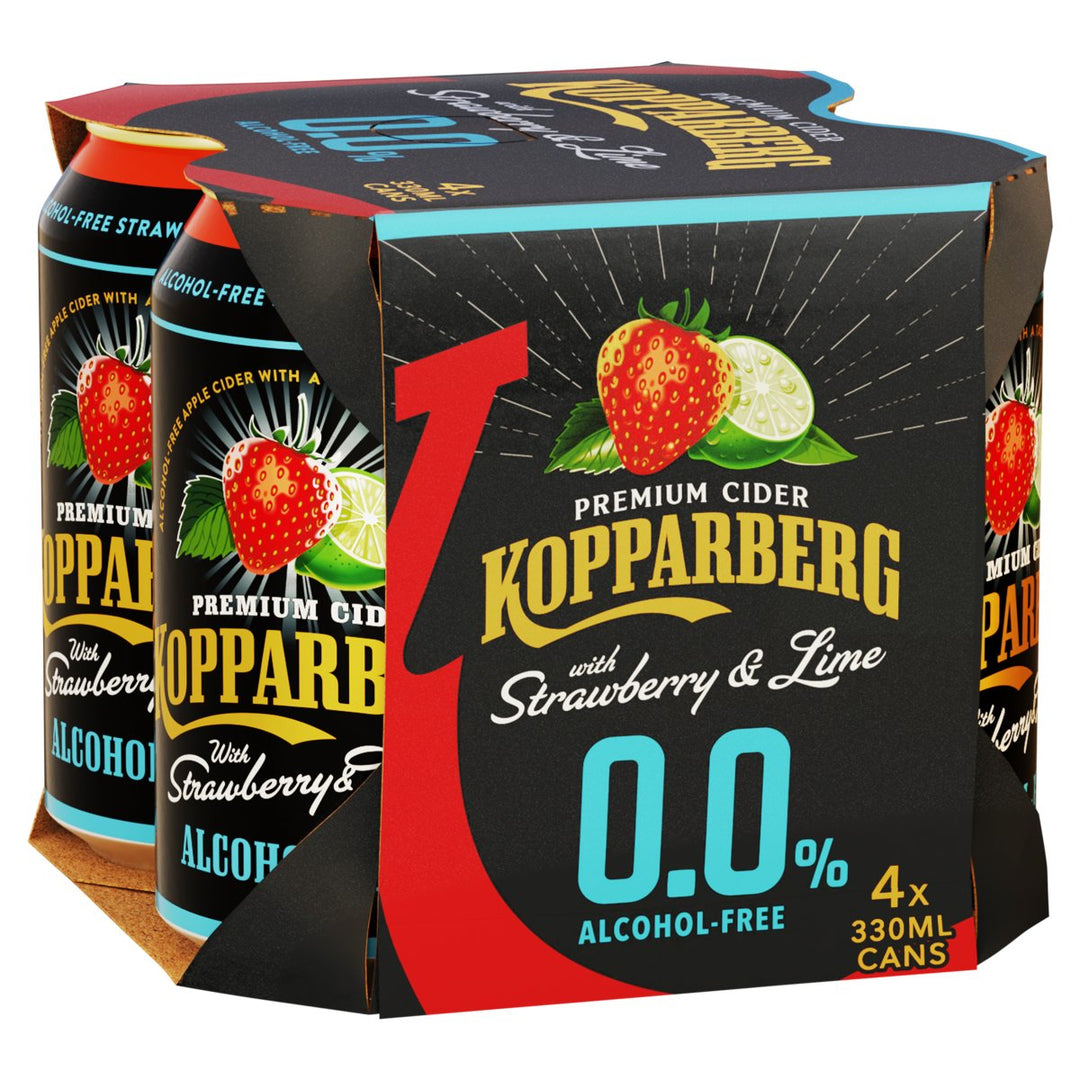 KOPPARBERG CANS 0.0% STRAW & LIME 4PK