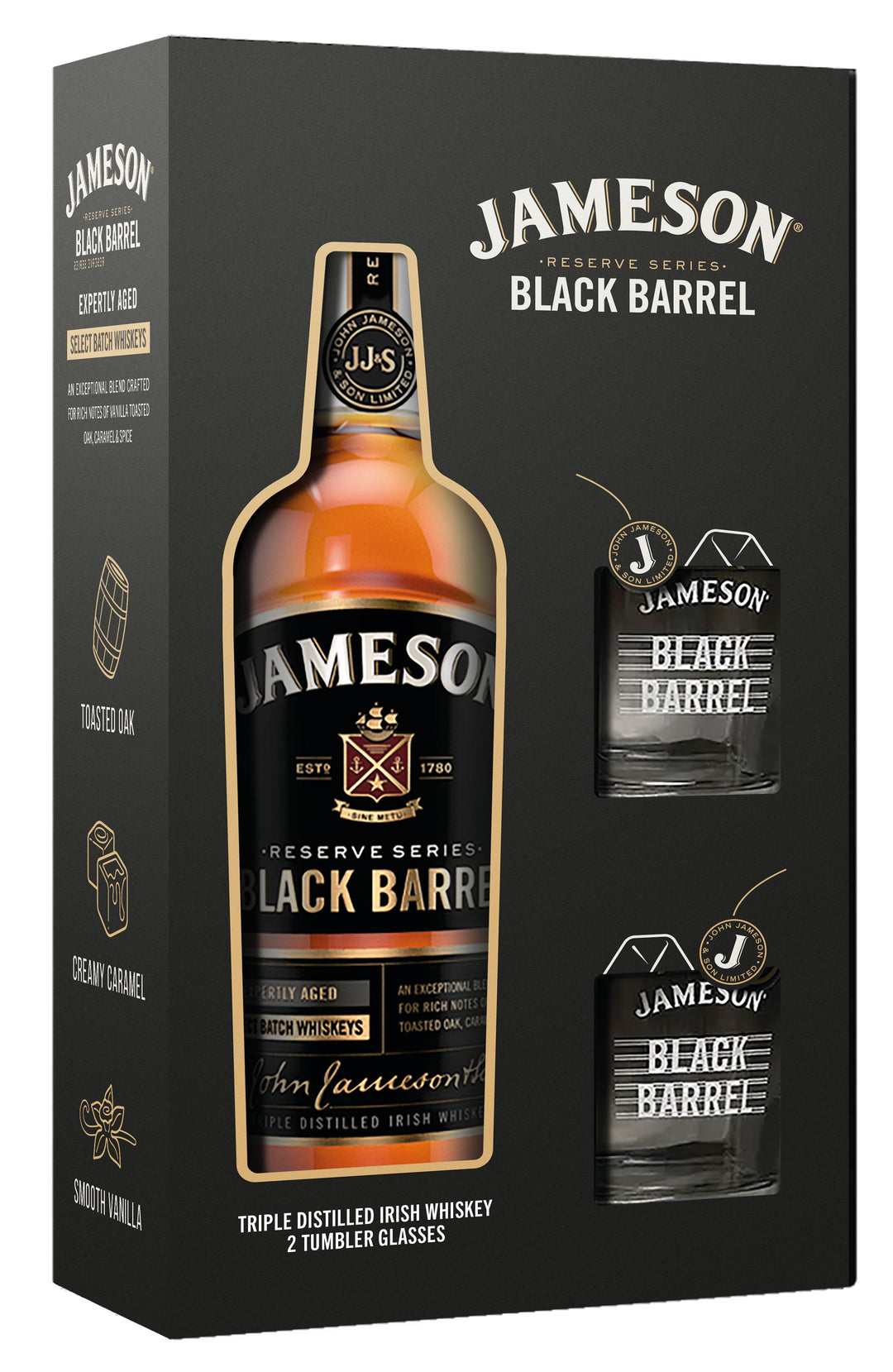 JAMESON BLACK BARREL AND BRANDED GLASS 700ML (SINGLE UNIT)